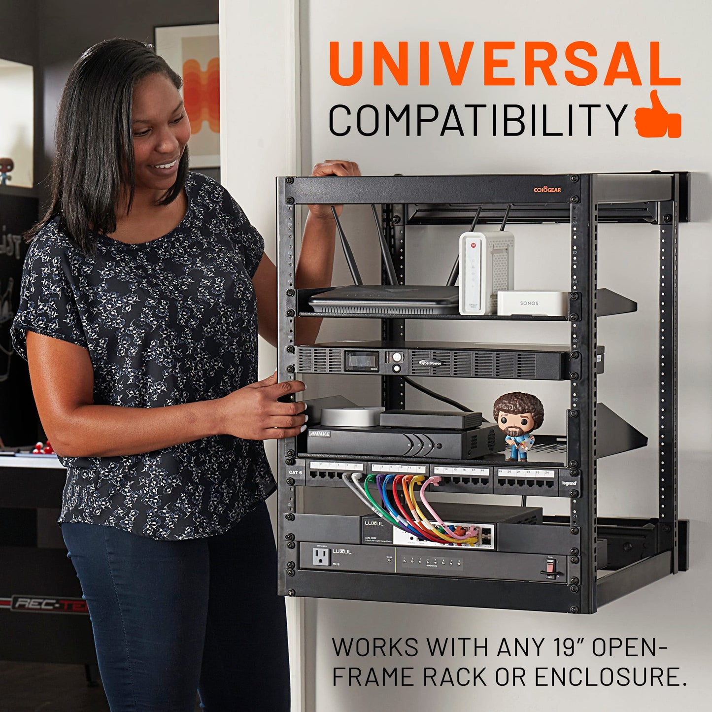 Echogear 3U Rack Shelf - Universal Design Works With Any Rack - Holds 75Bs Of Servers, Network Gear, Or Av Equipment - 15 Deep S