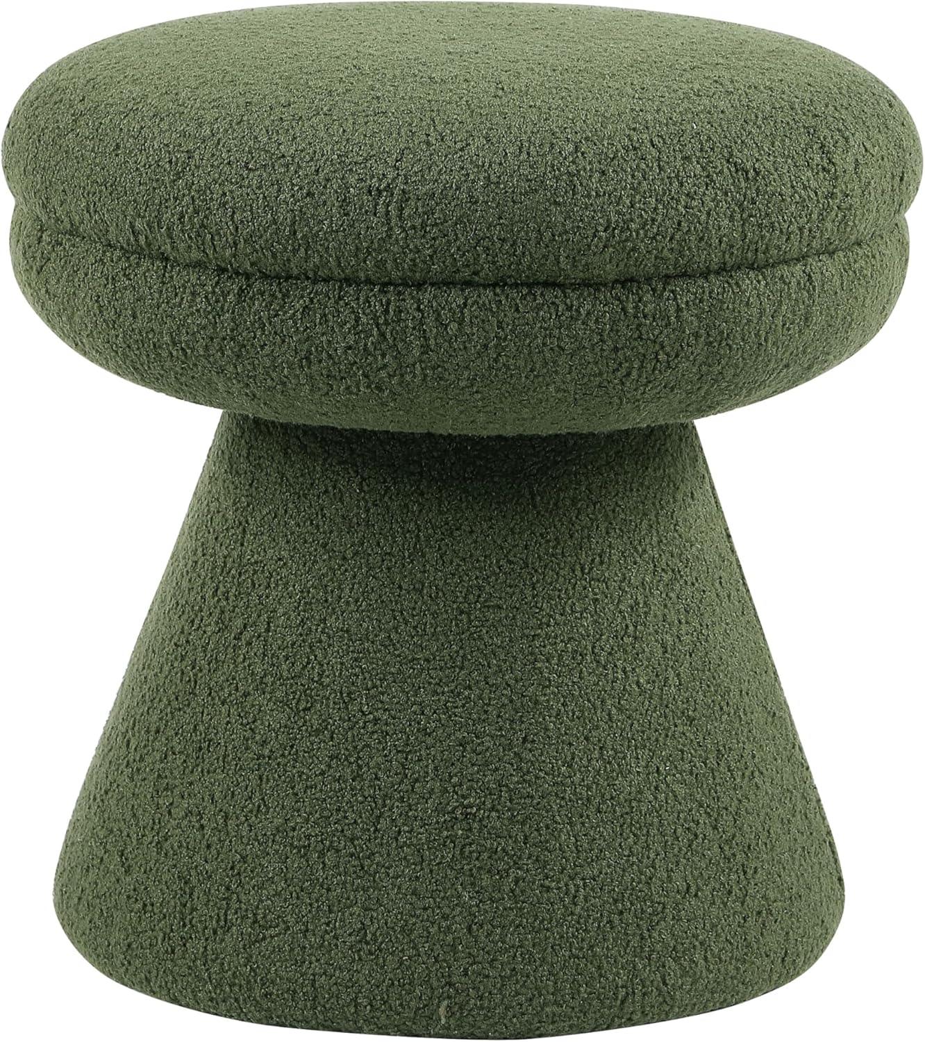 Furniture of America Rami Modern 18-inch Mushroom-Shape Upholstered Ottoman with Tapered Pedestal, Vanity Stool Chair, Small Foot Stool for Bedroom, Living Room, Entryway, Green