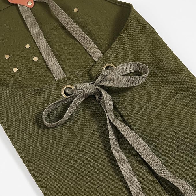 Chef Aprons for Men Canvas Apron with Large Pockets and Adjustable Neck Strap for Cooking,BBQ, Gardening