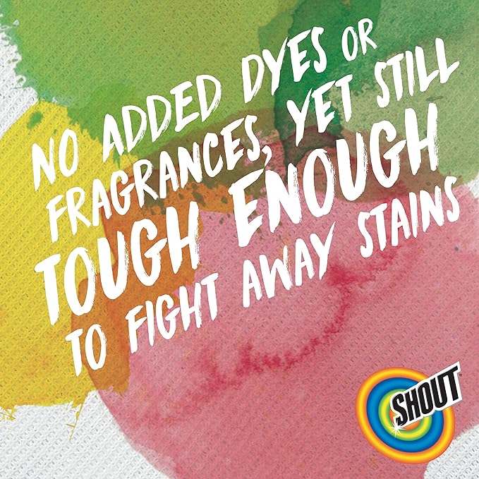 Shout Free Laundry Stain Remover Spray, Active Enzyme Formula is Fragrance, Bleach, and Dye Free, Removes Everyday Stains including Baby Stains - 22oz Spray
