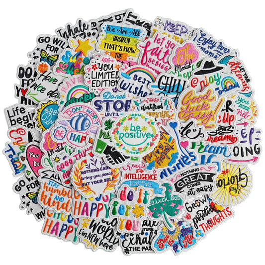 GYGYL 40 Pieces Random Phrase Iron-On Patches, Positive Affirmation Motivational Embroidered Patches, Cute Inspirational Quote Appliques for Clothes, Dresses, Hats, Socks, Jeans, DIY Accessories
