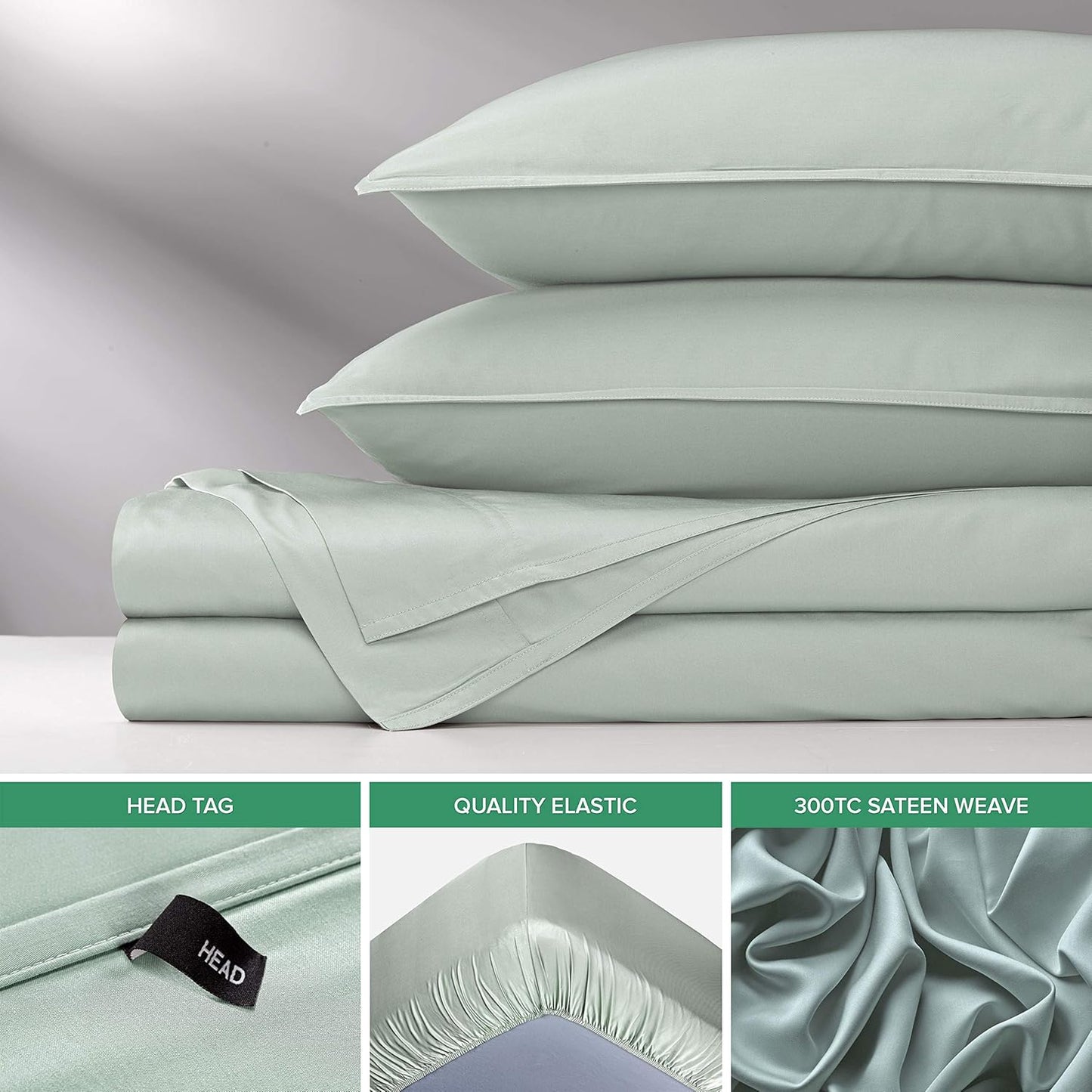 King Sheets by Pure Bamboo, Genuine 100% Organic Viscose Derived from Bamboo Bed Sheet Set, Luxuriously Soft & Cooling, Double Stitching, 2 Year Quality Promise (King, Sea Glass)