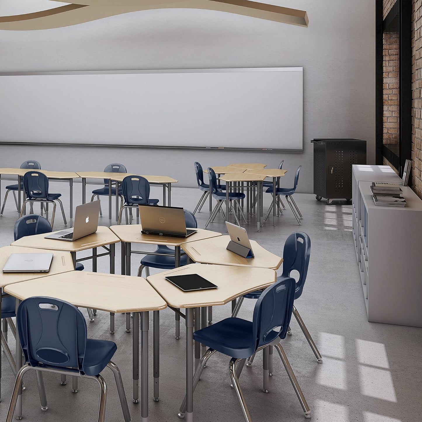Learniture LNT-118-CSW-NV Learniture Structure Series Stackable School Chairs for Classroom, 18" Seat Height, Navy, Pack of 4