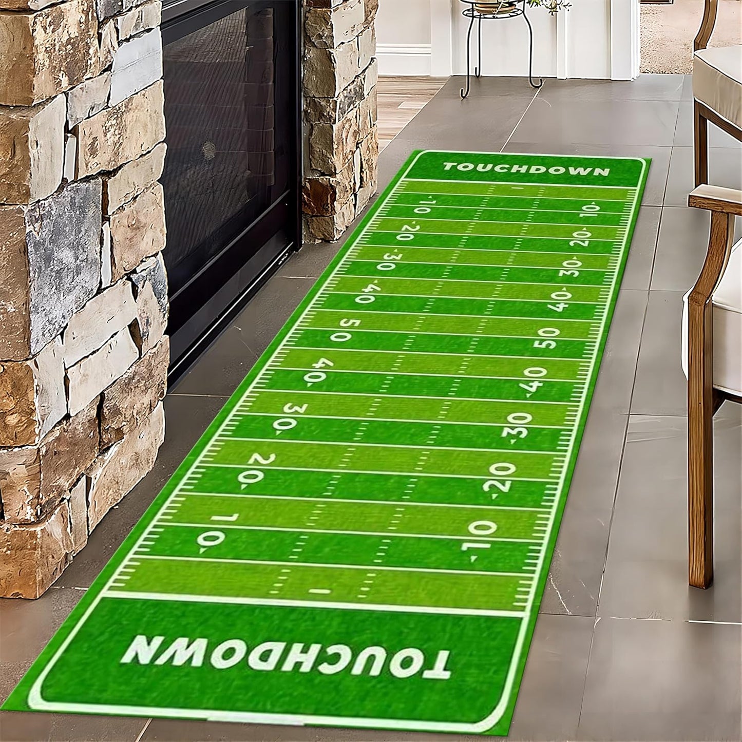 American Football Hallway Runner Rug, 3.3x10ft, Sports Rugs for Living Room, Thin Low Pile Home Decor Mat, Non-Shedding Reduce Noise Washable Non-Slip Carpets for Bedside Family Porch