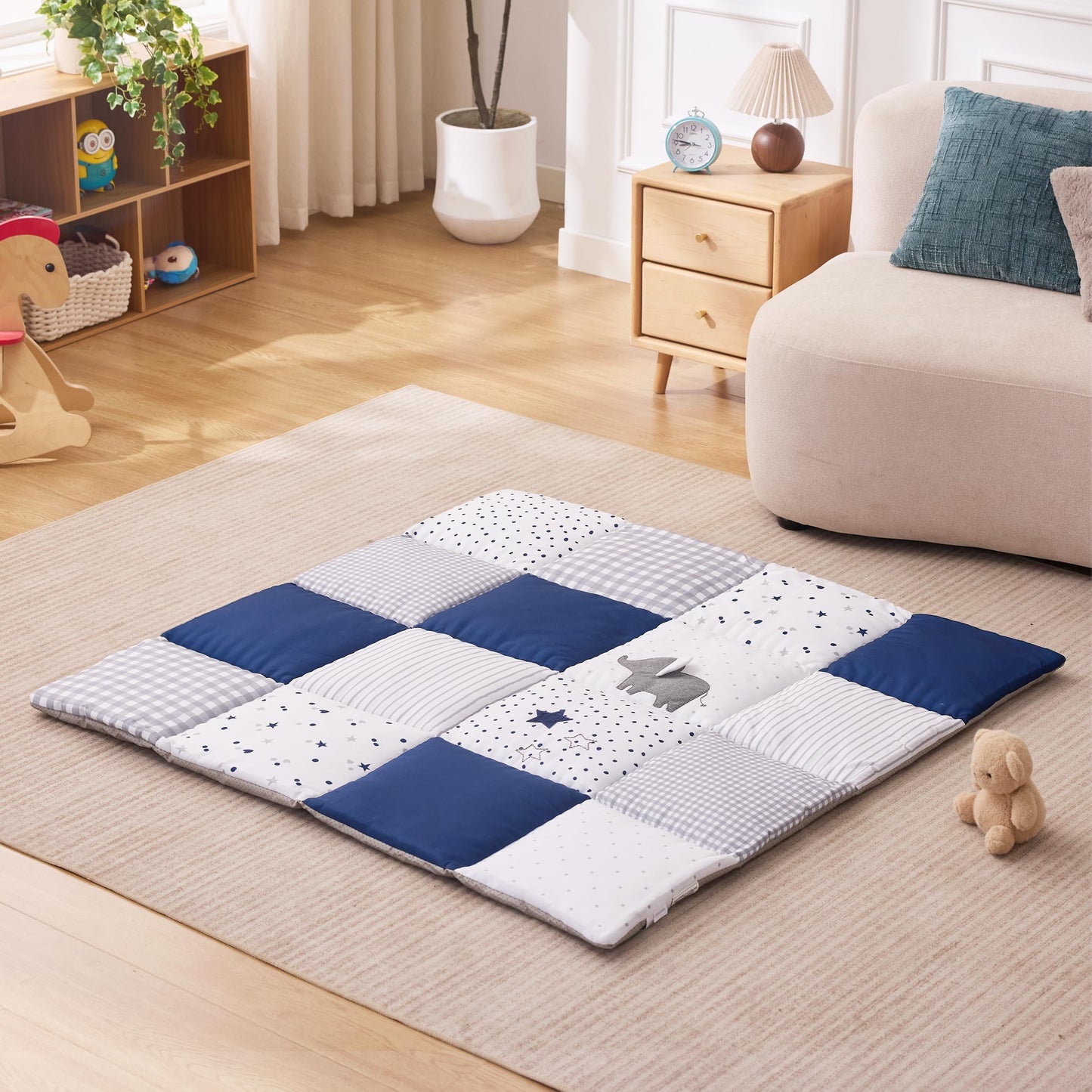 UTEX Baby Play Mat for Floor, 50x50 Playpen Mat, Thick Cushioned Play Mat for Baby and Infants, Non-Slip & Machine Washable