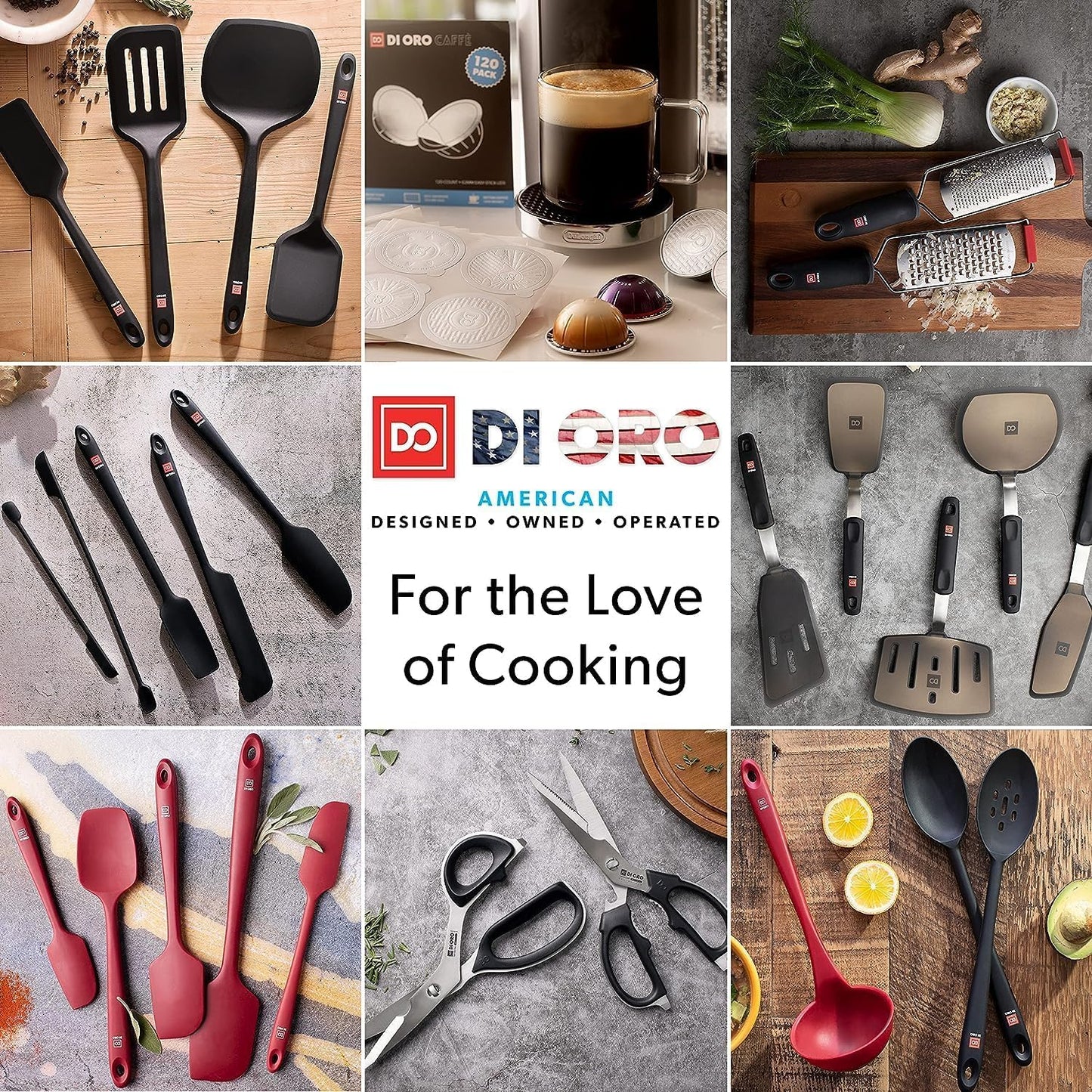 DI ORO 6-Piece Silicone Spatula Set - Rubber Kitchen Utensils for Baking, Cooking & Mixing - Heat-Resistant 600°F BPA Free Spatulas for Nonstick Cookware - Dishwasher Safe (Cinnamon)