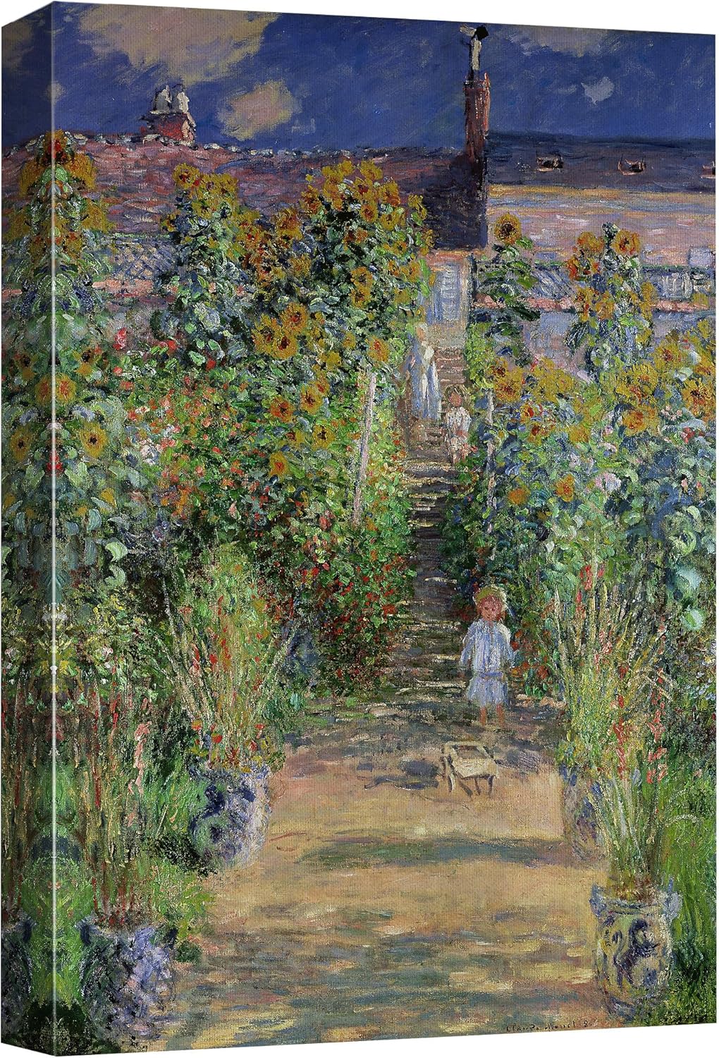 wall26 - The Artist's Garden at Vetheuil by Claude Monet - Impressionist Modern Art - Canvas Art Home Art - 24x36 inches