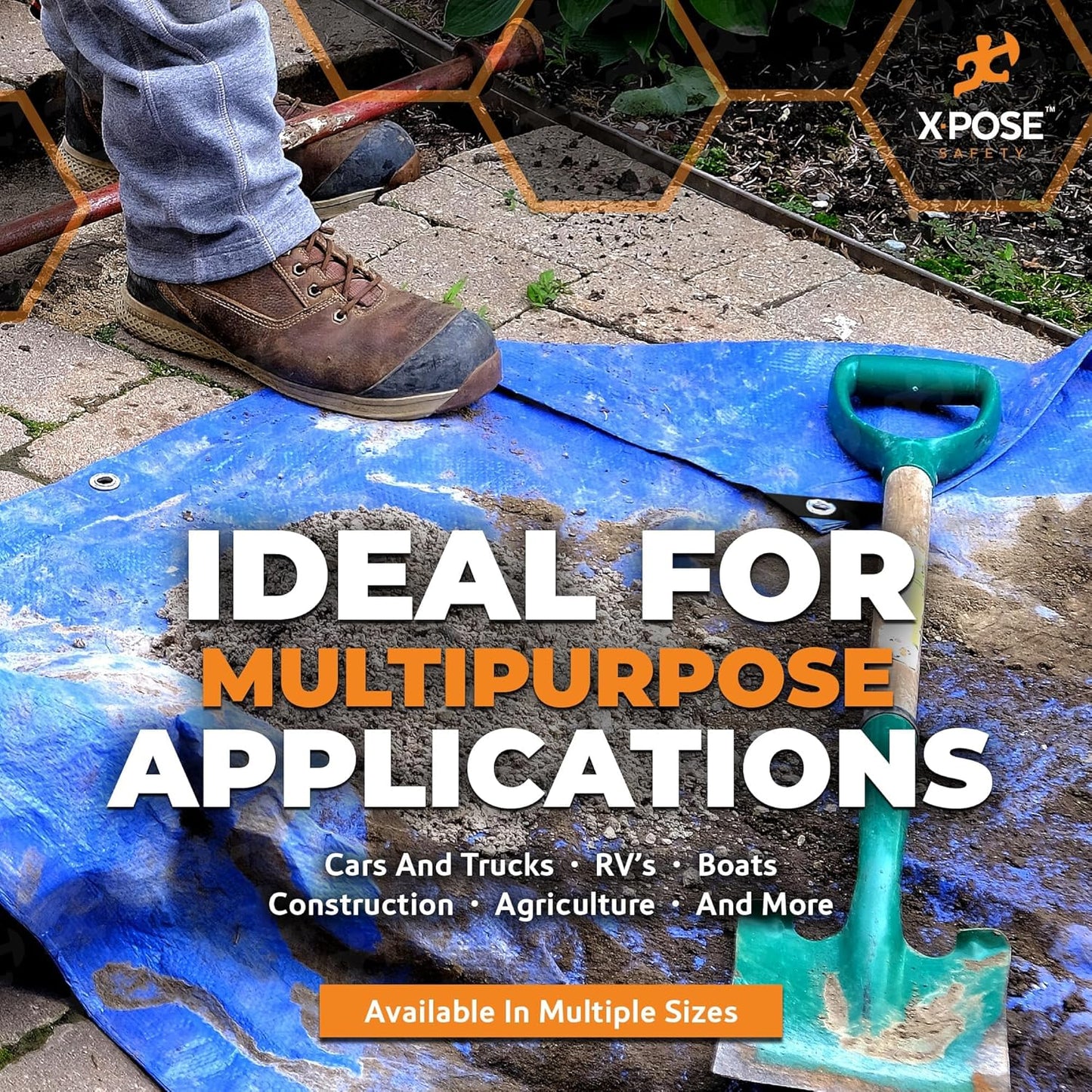 Better Blue Poly Tarp 12' x 20' - Multipurpose Protective Cover - Lightweight, Durable, Waterproof, Weather Proof - 5 Mil Thick Polyethylene - by Xpose Safety