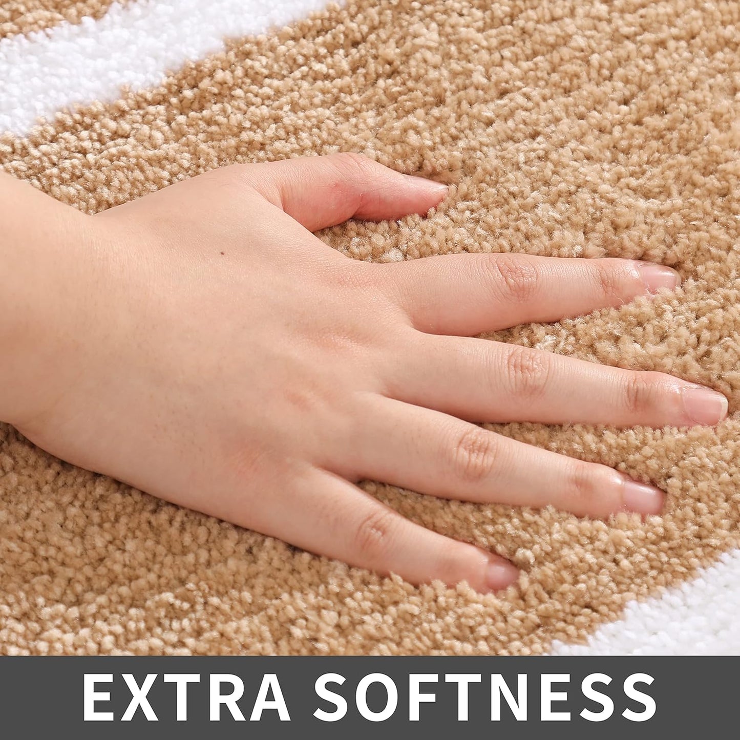 COSY HOMEER Extra Thick Bath Rugs Set - Anti-Slip Bath Mats Soft Plush 100% Strong Mirco Polyeste Mat Living Room Bathroom Mat Floor Water Absorbent(Beige,20/inch X 32/'' + 24/inch X 48/ inches)