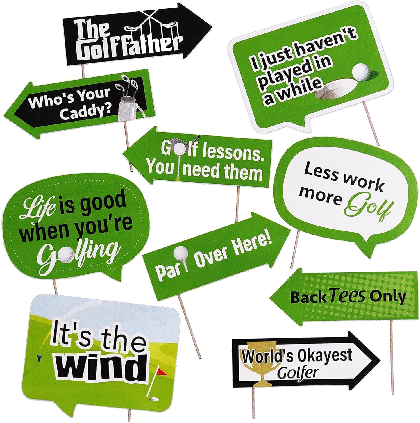 Golf Party Photo Booth Props Set – Fun Golf-Themed Decorations for Tournaments, Birthdays, and Retirement Parties (10)