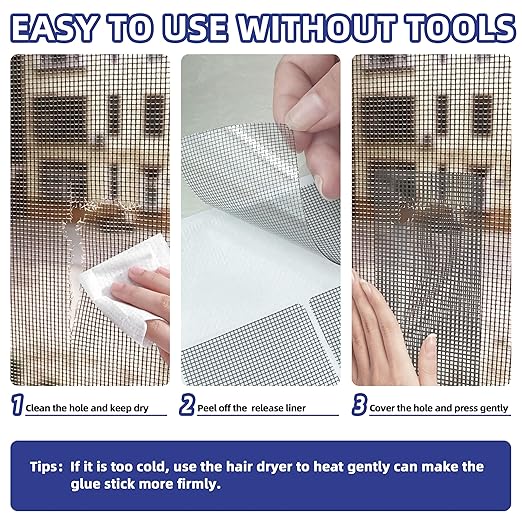 KING MOUNTAIN Grey Window Screen Repair Patch, 20Pcs 4" x 4" Heavy Duty Tape for Tears and Holes, Strong Adhesive & Waterproof Kit