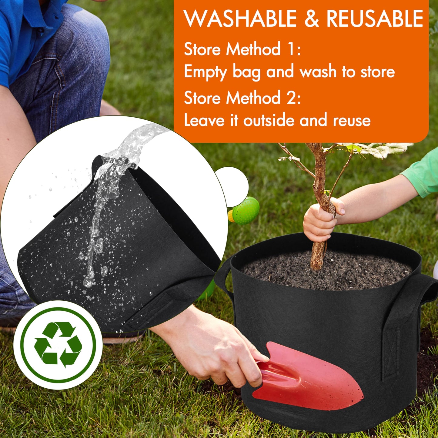 Gardzen 6-Pack 25 Gallon Grow Bags, Aeration Fabric Pots with Handles, Heavy Duty Cloth Pots for Plants