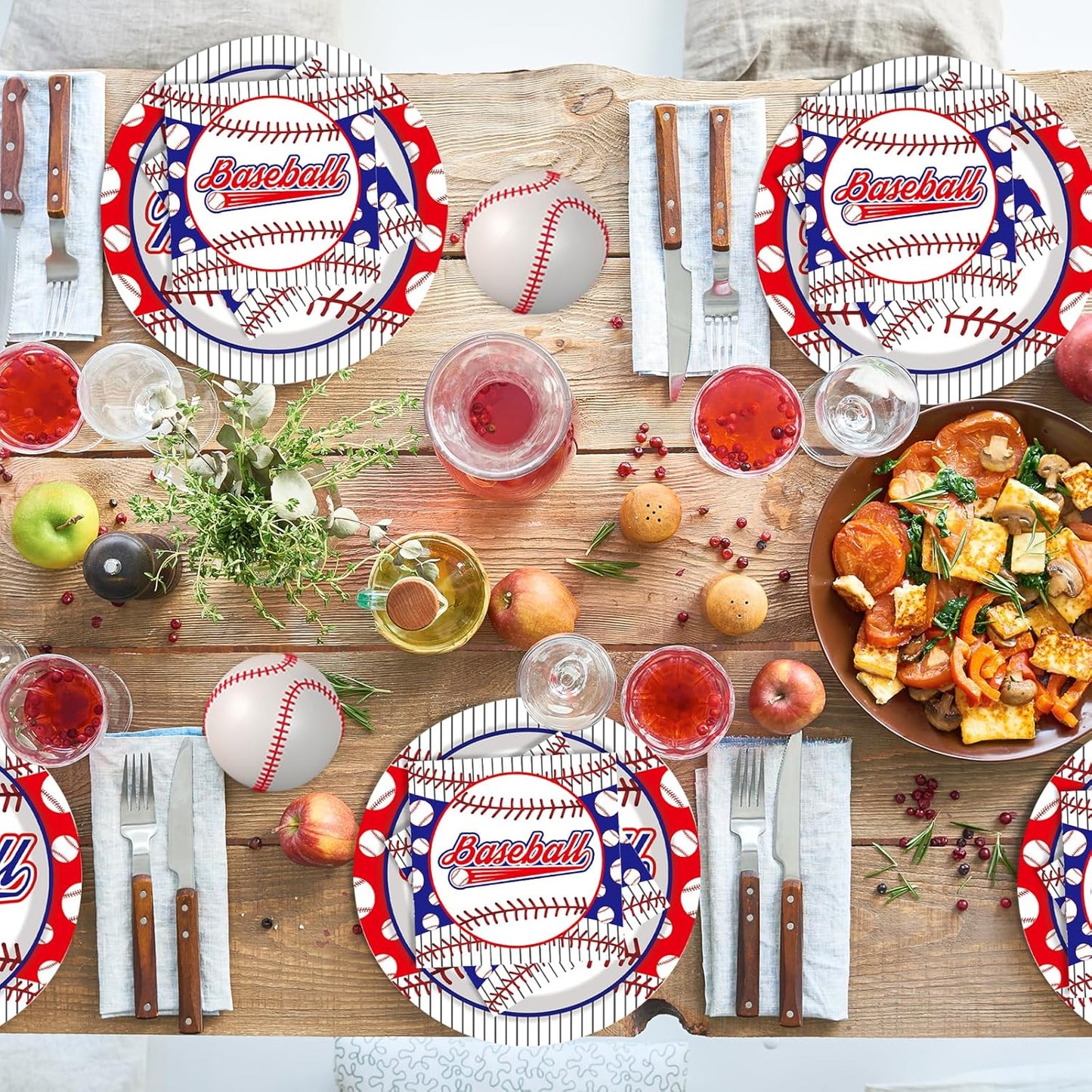 40PCS Baseball Paper Plates and Napkins Party Supplies, Disposable Baseball Party Plates and Napkins Tableware Set for Baseball Birthday Party Decorations Serves 20 Guests (Baseball)