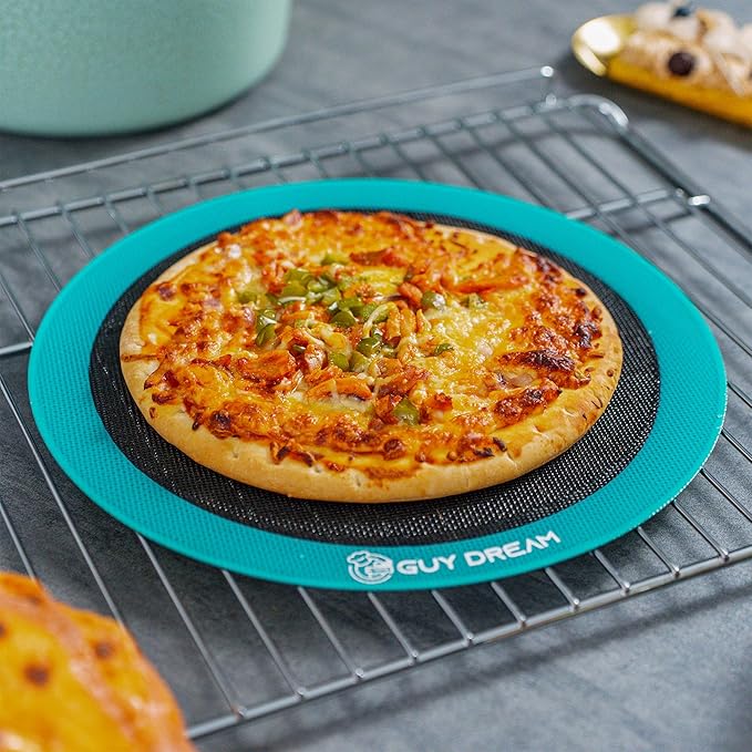 GUYDREMAT 10IN Silicone Perforated Baking Mats - Non-Stick and Heat Resistant Up to 480F, Reusable Round Mats for Baking Pizza, Bread, and Pastries, Oven Safe, Perfect for Crispy and Even Cooking
