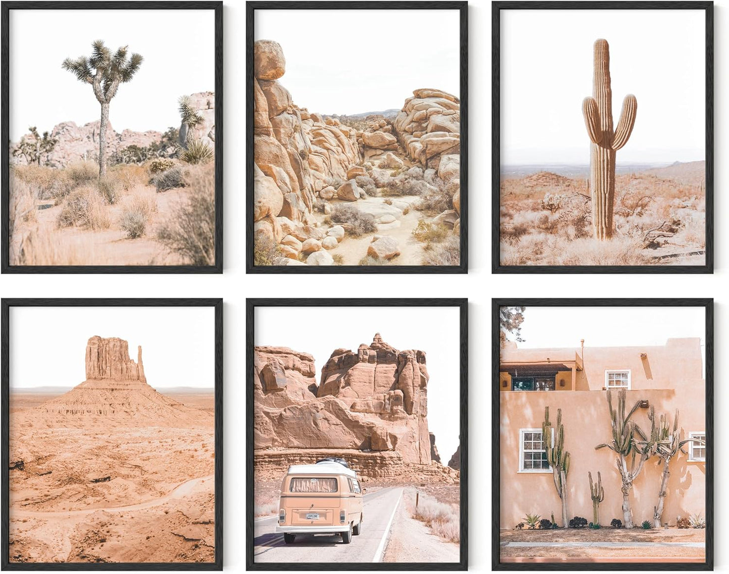 HAUS AND HUES Desert Succulent Wall Art - Set of 6 Botanical Prints, Southwestern Wall Decor, Cactus Posters, Joshua Tree Wall Art UNFRAMED (16x20)