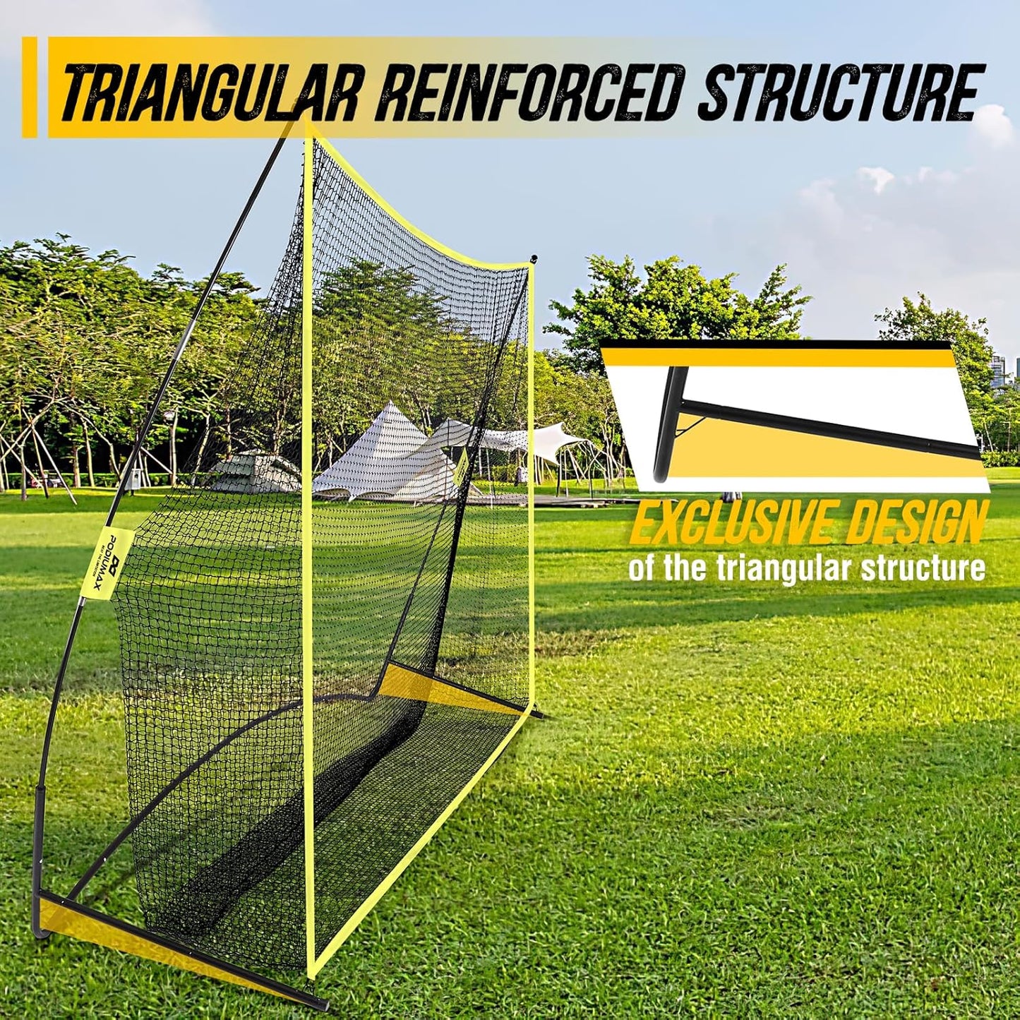 PodiuMax Golf Net, 10x7ft Golf Practice Net with Noise Reduce Silk Target Driving Real Balls, Hitting Nets for Backyard Garage, Improve Chipping Putting Pitching, Gift for Men & Golfers