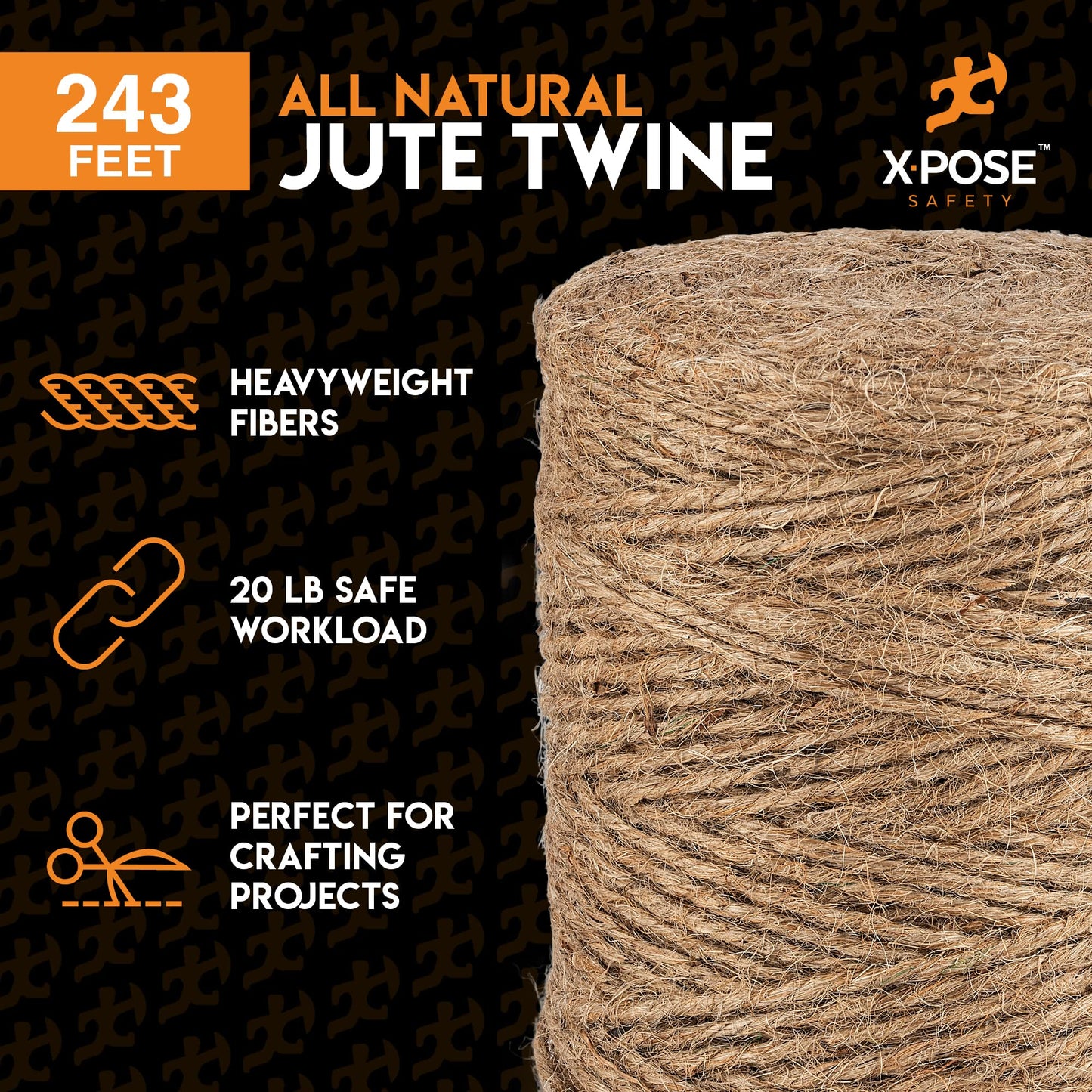 Jute Twine - 3 Ply Brown Roll 243 Feet Natural Jute String for Crafts, Packaging, Wrapping, Decorative Rope Cord for Hanging Ornaments (2 Packs)