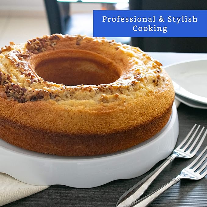 Aluminum Ring Cake Pan (11.2 in) - Fluted Tube Pan for Baking Pound Cake - Flan Mold - Molde para Chocoflan and Pasteles