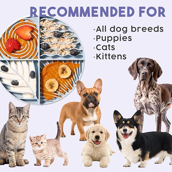 Awoo Paradise Silicone Dog & Cat Lick Mat & Slow Feeder with Suction Cups, Non-Slip, Dishwasher Safe, Extend Mealtime, Reduce Anxiety (Almond)