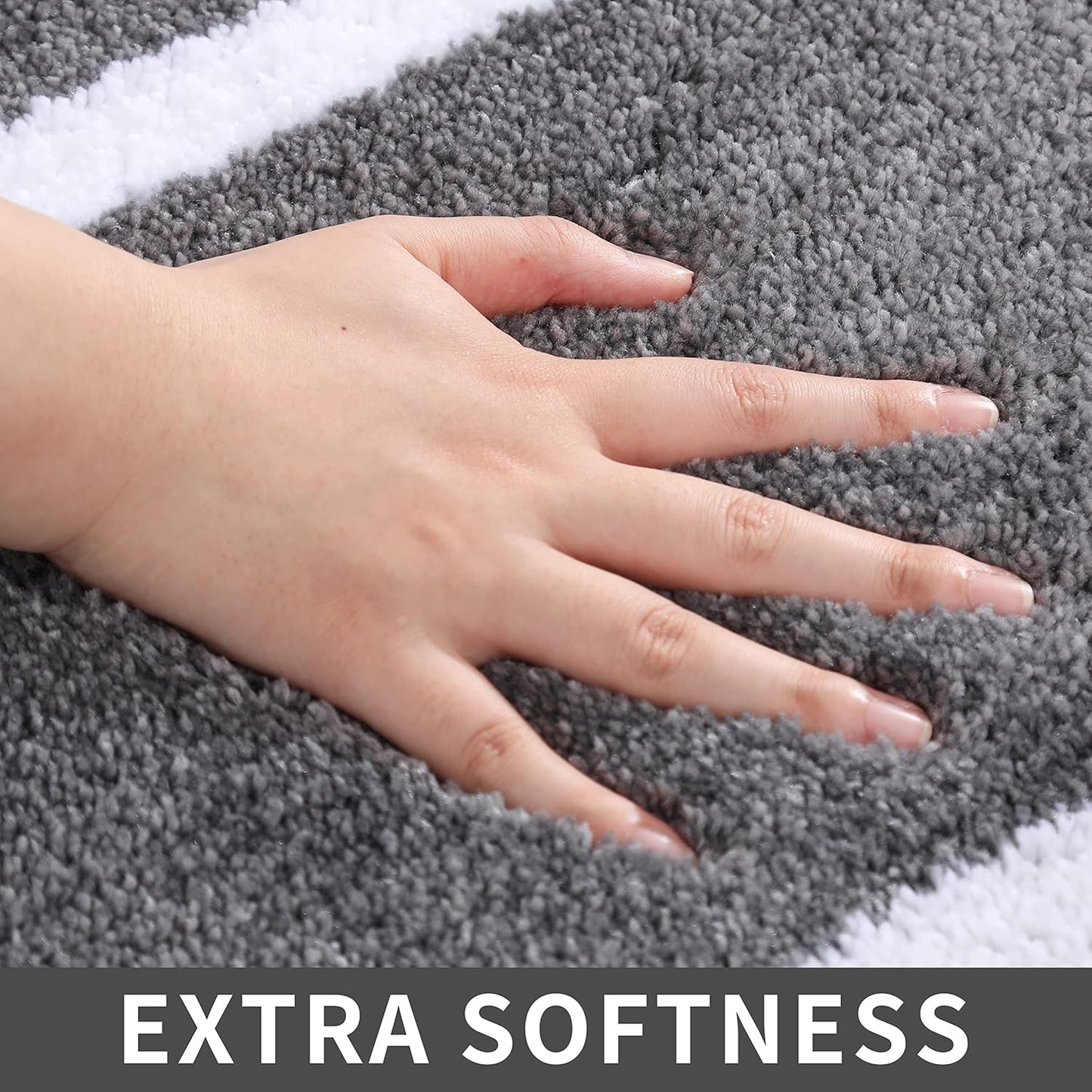 COSY HOMEER Extra Thick Bath Linen Sets Rugs - Anti-Slip Bath Mats Soft Plush 100% Strong Polyester Living Room Bathroom Water Absorbent(Grey,17x27 - Inches)