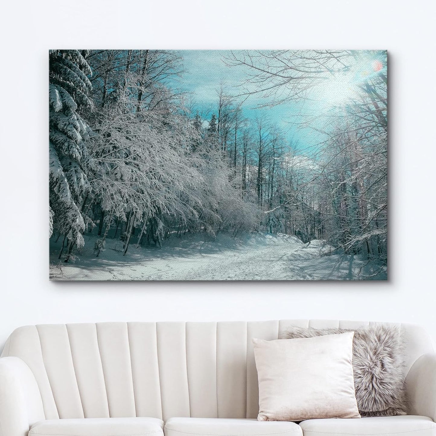 wall26 Canvas Print Wall Art Pine Tree Forest Covered in Snow Nature Wilderness Photography Modern Art Rustic Scenic Colorful Multicolor for Living Room, Bedroom, Office - 24"x36"