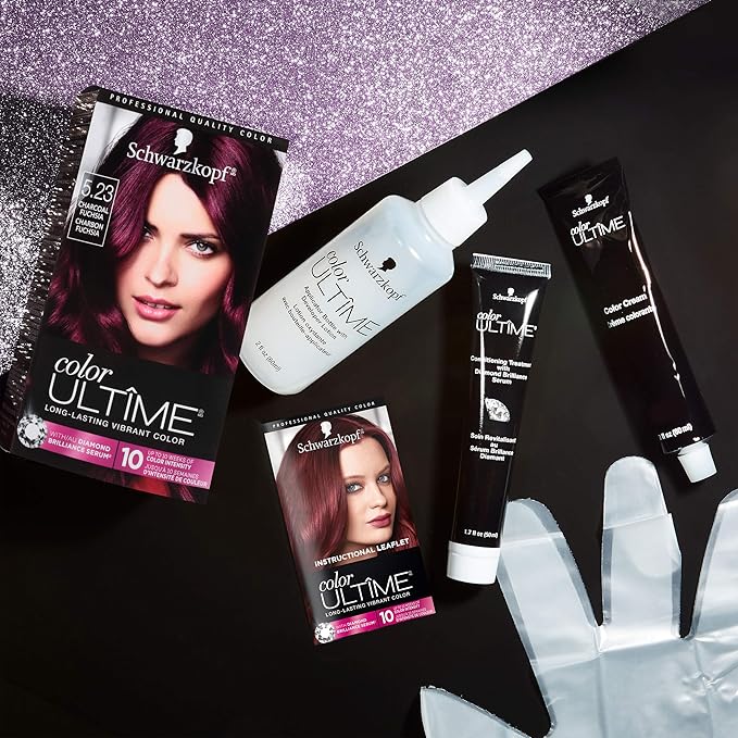 Schwarzkopf Color Ultime Hair Color, 5.23 Charcoal Fuchsia, 1 Application - Permanent Hair Dye for Vivid Color Intensity and Fade-Resistant Shine up to 10 Weeks (Pack of 2)