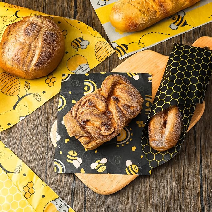 Tranqun 27 Pack Beeswax Wraps for Food Reusable Beeswax Assorted Bread Storage Wrap Fresh Food Keeper for Covering Dishes Sandwich Cheese Fruit Bread Snacks 3 L 9 M 15 S Sizes