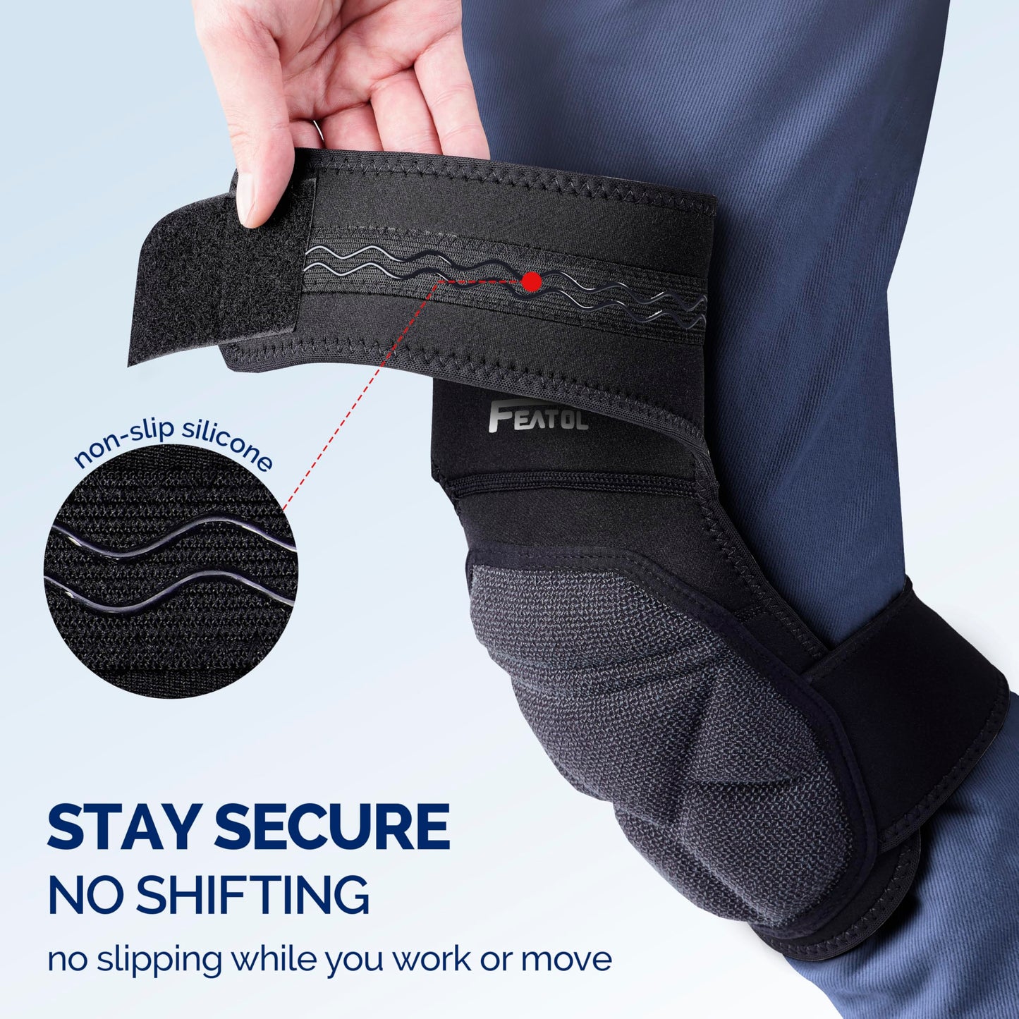 FEATOL Gardening Knee Pads for Women Men, Soft Foam Cushioning & Wear-Resistant Kneepads, Non-Slip Floor-Safe Protection for Flooring, Cleaning, Work