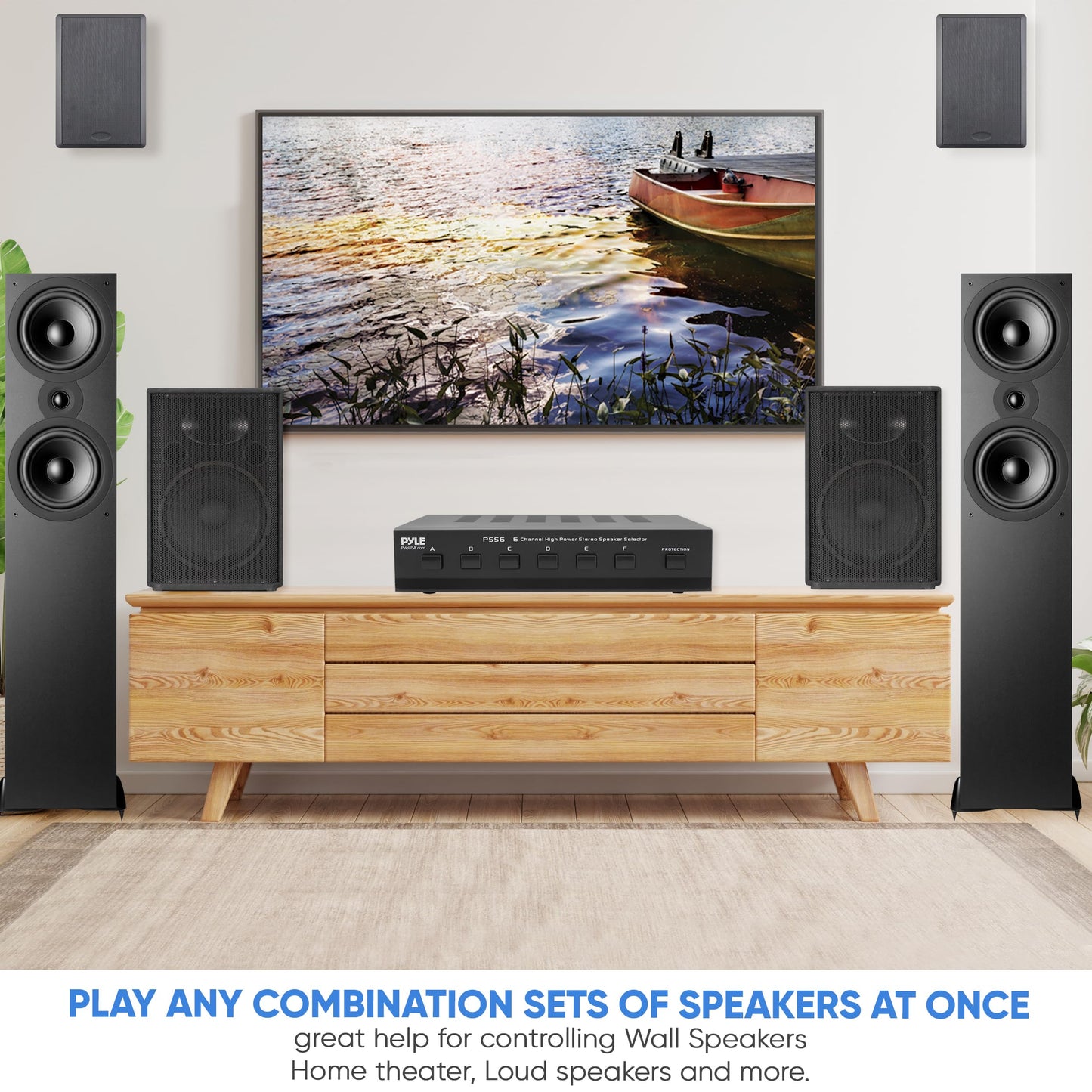 Pyle Home Premium New And Improved 6 Zone Channel Speaker Switch Selector Switch Box Hub Distribution Box For Multi-Channel High