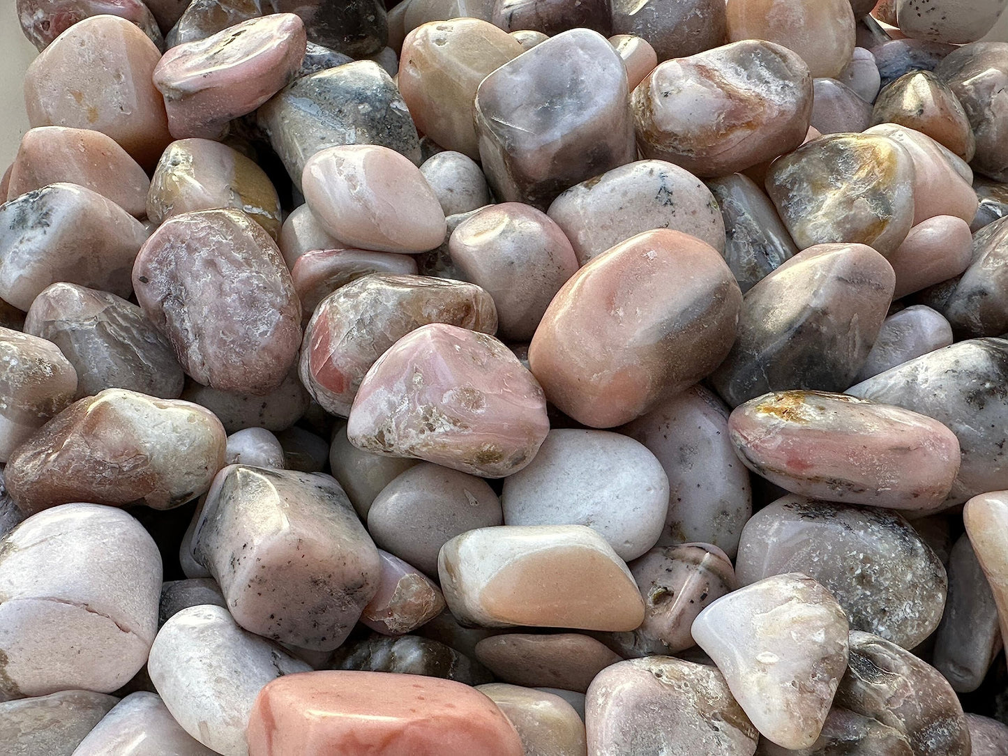 GAF TREASURES 5 Pcs Pink Opal Tumbled Stones, Polished Pink Opal Gemstone, Pink Opal Healing Crystals (Pink Opal)