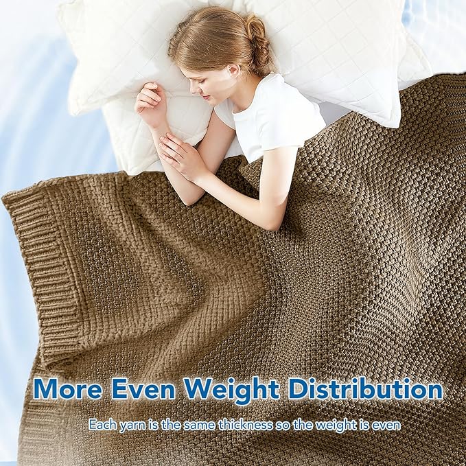 Topcee Knitted Weighted Blanket - 60"x80" 20lbs Queen Size Cooling Chunky Knit Heavy Blanket for Adults Cable Yarn Knit Decorative No Beads Soft Cozy and Cooling Weighted Throw Machine Washable