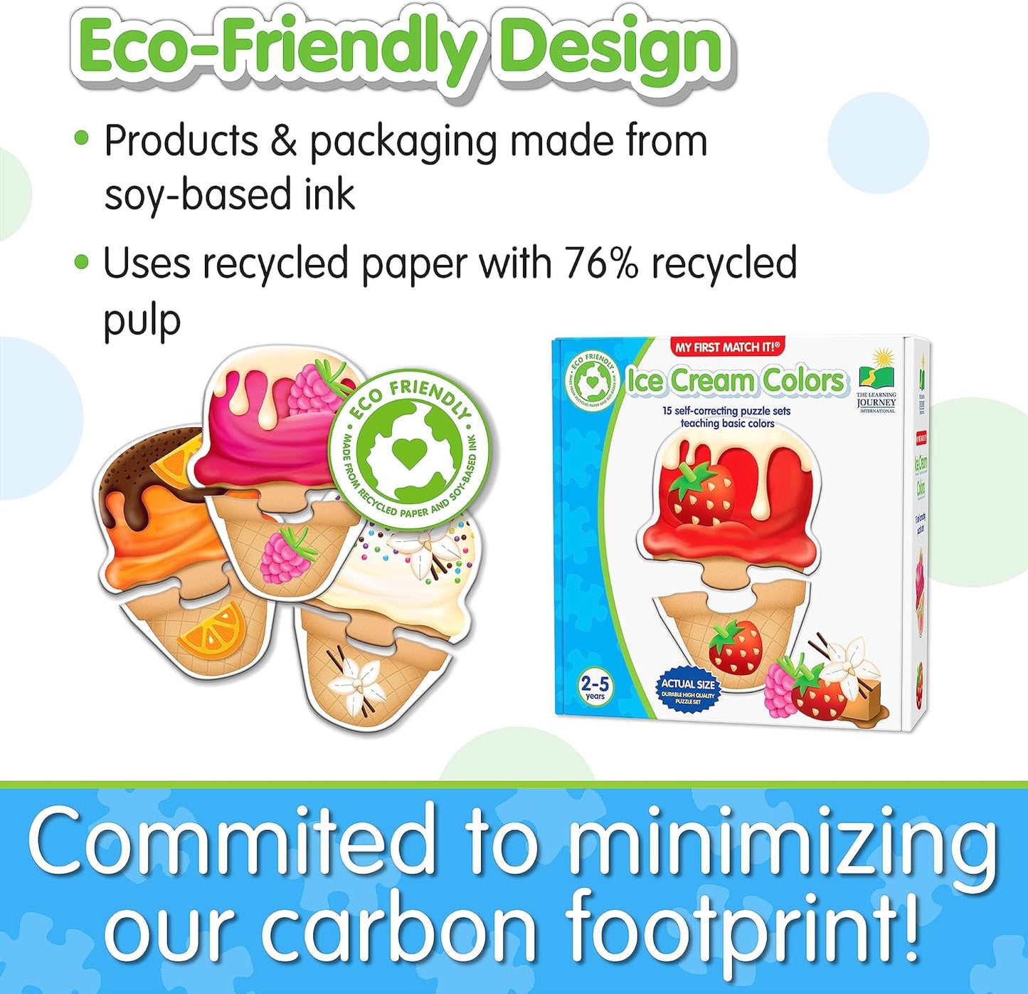 The Learning Journey: My First Match It - Ice Cream Colors - 15 Piece Self-Correcting Matching Puzzles - First Learning Toys for Toddlers 2-5 - Award Winning Toys