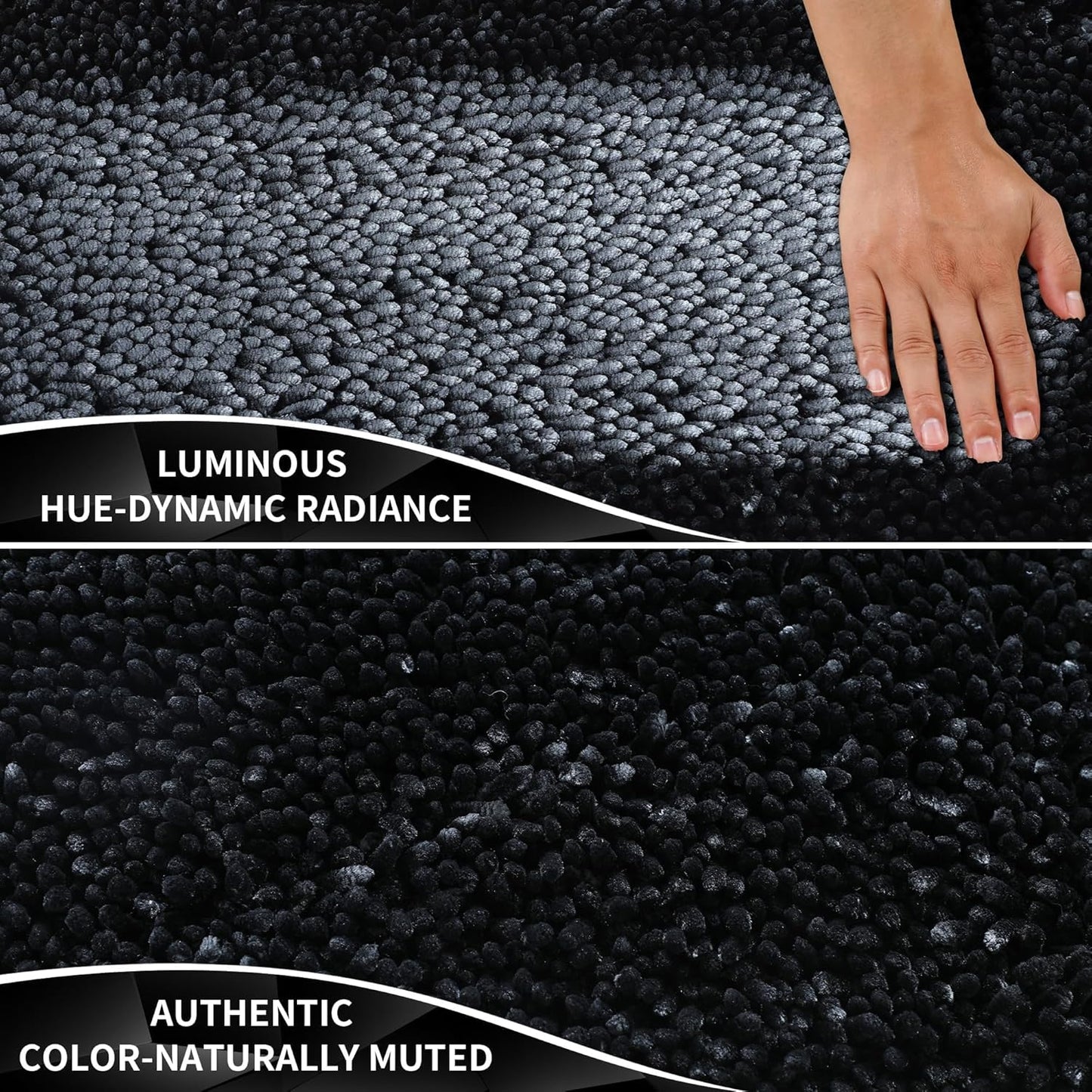 Yimobra Long Bathroom Rugs Runner 70x24 Inch, Extra Thick Soft Absorbent Chenille Bath Mat, Non Slip Machine Washable, Quick Dry Bath Rugs for Bathroom Floor, Tub and Shower, Black
