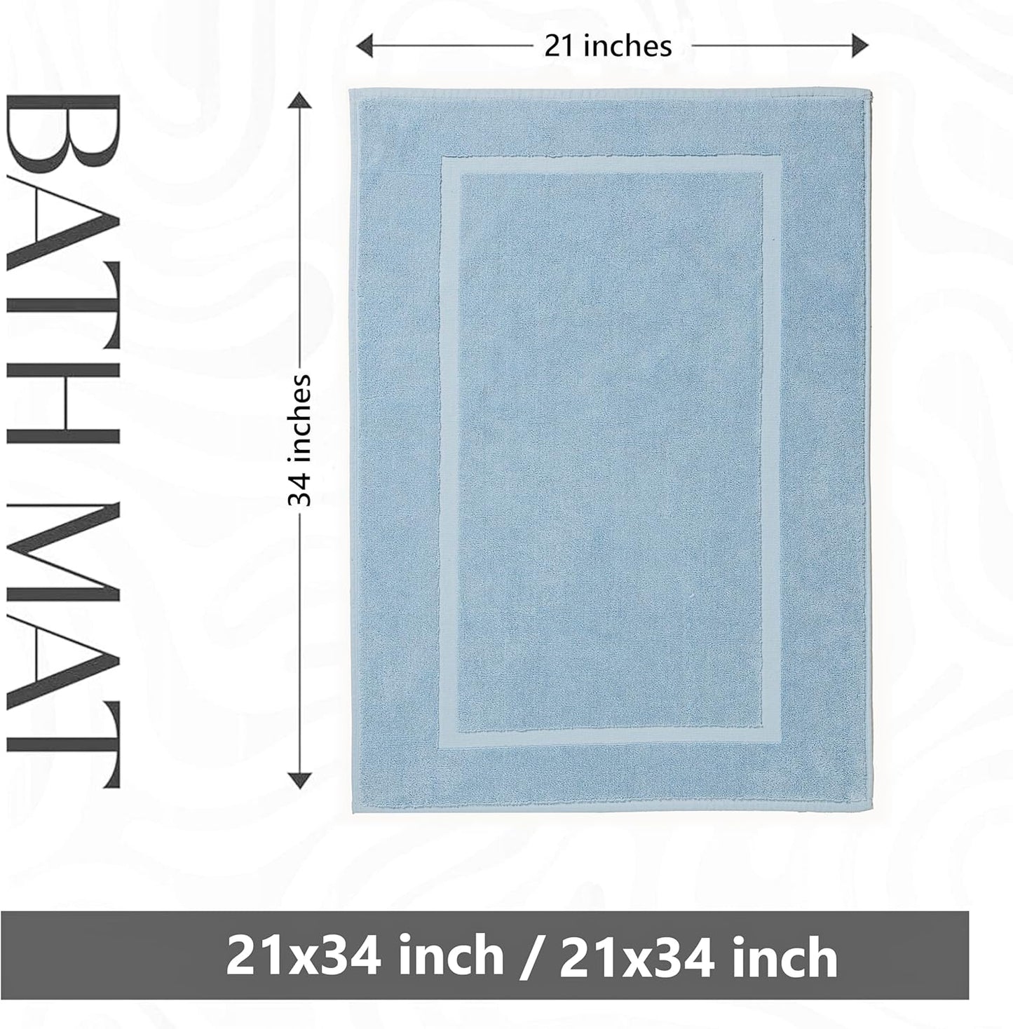 HILLFAIR-900 GSM-100% Ringspun Cotton Floor Towels mat- Hotel-Spa Tub-Shower Bathroom Floor mat Towels- 21 x 34 Inch- Terry Cotton Bath Mat, Machine Washable, Absorbent-2 Peice Towel Set- Ocean Blue