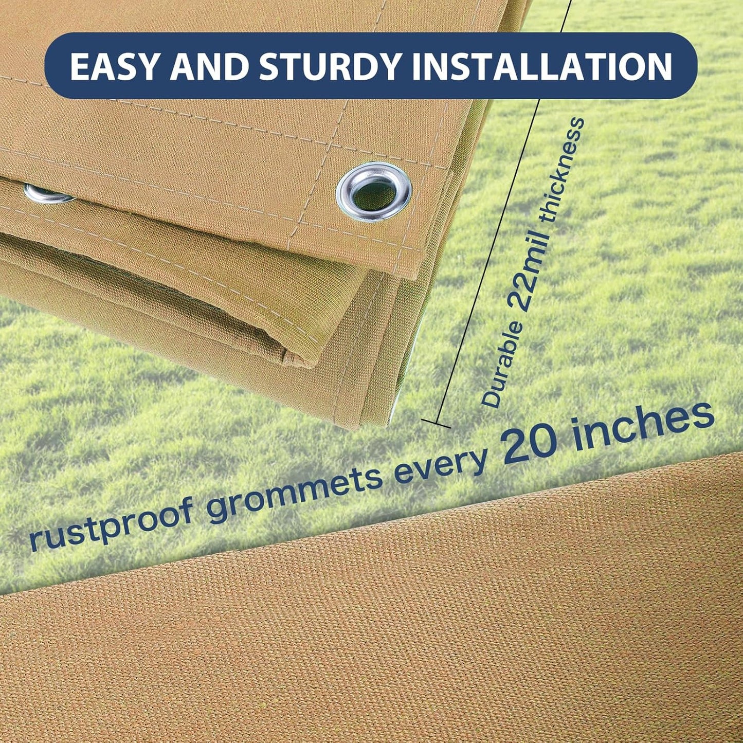 10’x10’ Canvas Tarps Heavy Duty Waterproof Tarpaulins with Aluminum Grommets,UV Resistant, 22Mil Multipurpose Drop Cloth, 14oz Cover Sheet for Outdoor and Indoor Use with Ropes Yellow