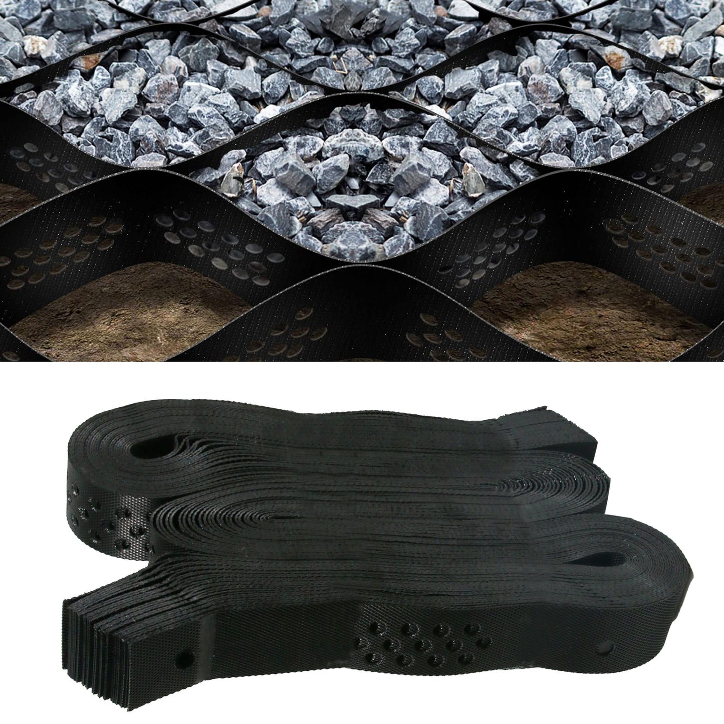 Sunnyglade 2" Thick Ground Grid 40 x 4 FT, Gravel Retainer 1880 LBS Per Sq ft, Geo Grid Driveway Stabilization for DIY Patio Walkway Driving RV Parking Slopes and Garden (Black, 4 x 40FT)