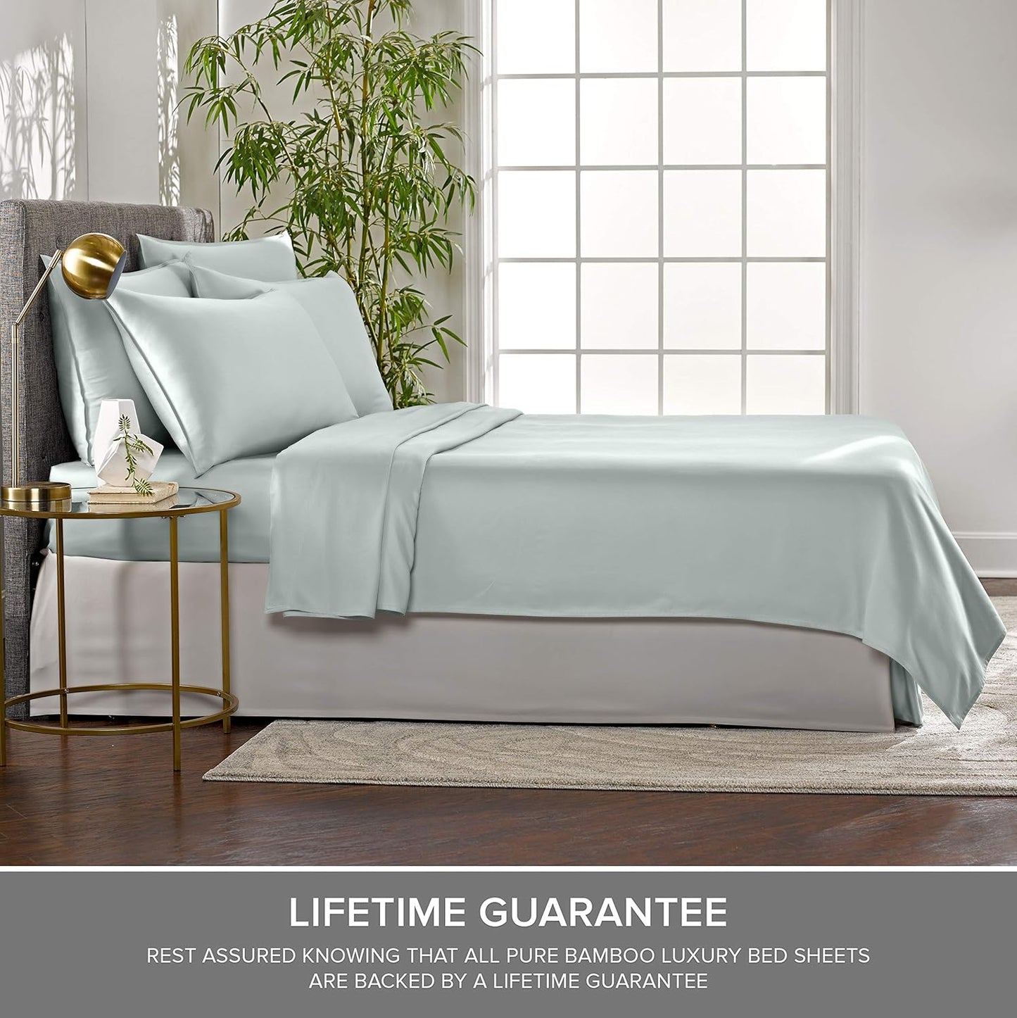 Twin XL Sheets by Pure Bamboo, Genuine 100% Organic Viscose Derived from Bamboo Bed Sheet Set, Luxuriously Soft & Cooling, Double Stitching, Lifetime Quality Promise (Twin XL, Sea Glass)