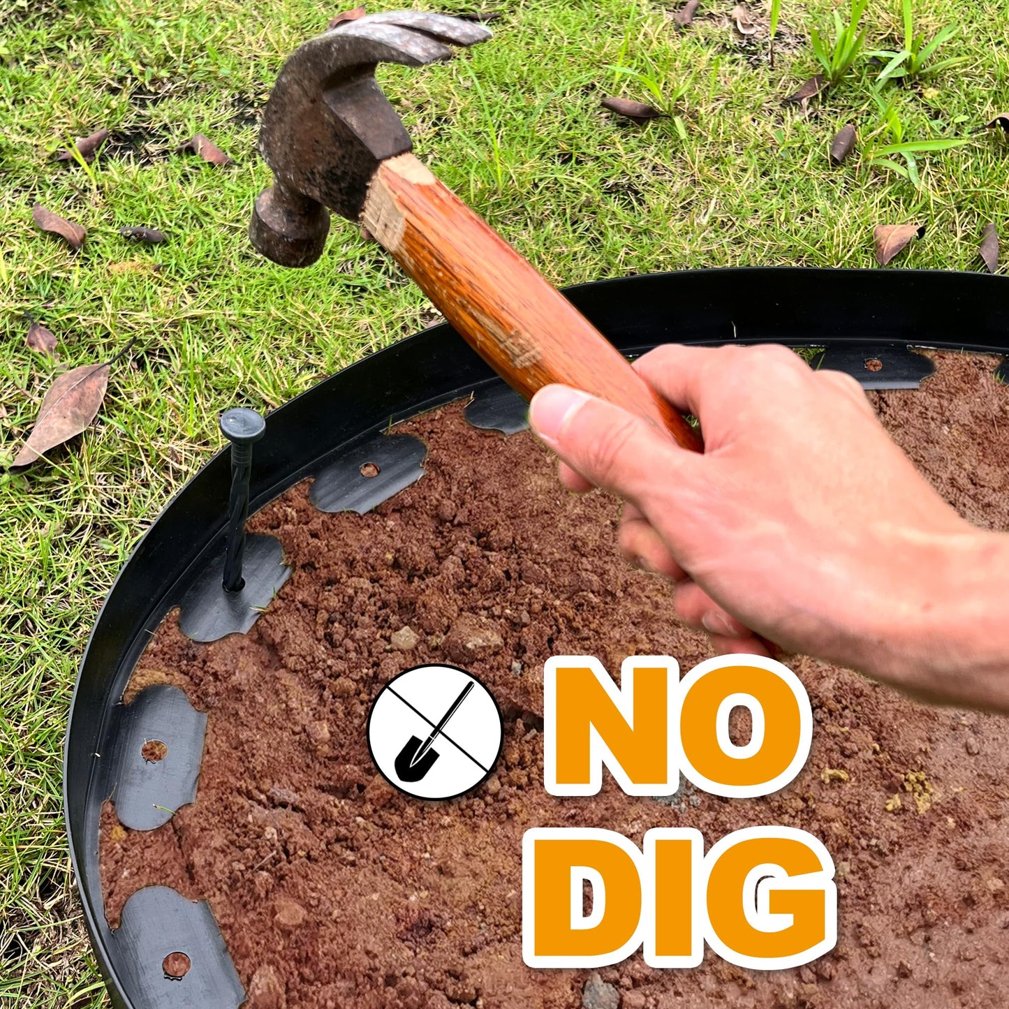 4 inch Tall Landscape Edging No Dig 33FT Garden Edging with 30 Spikes, Landscape Edging Border for Landscaping, Lawn, Flower Beds, Grass, Yard
