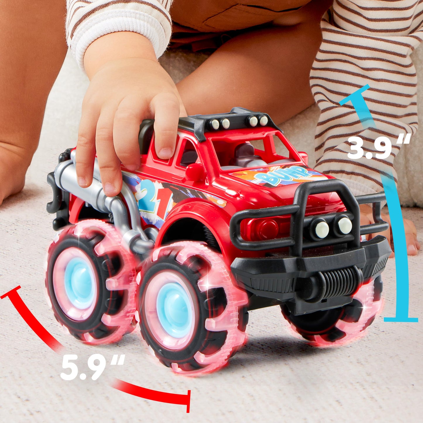 Vroomix JOYIN 3 Pack Monster Truck Toy - Toy Truck with Flashing LED Wheels - Light-Up Friction-Powered Cars for Toddlers - Boys Girls Birthday Gift
