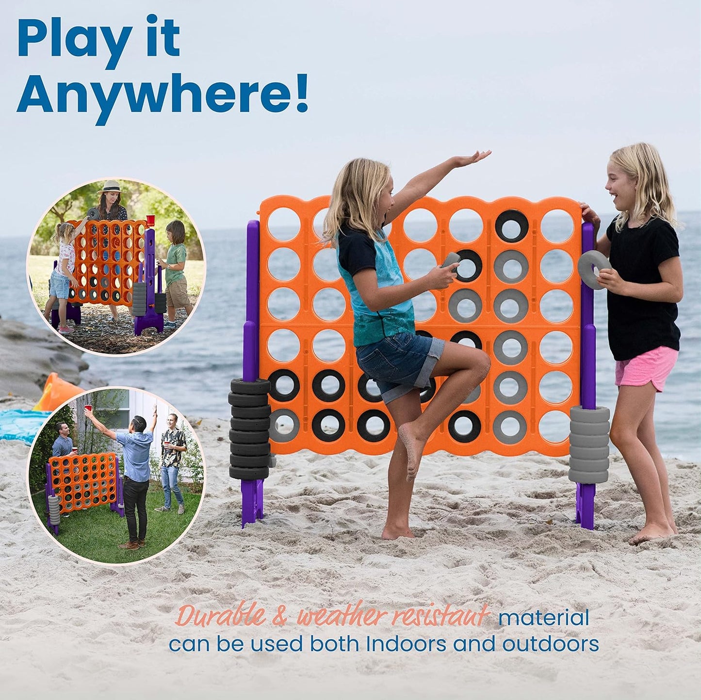 ECR4Kids Jumbo 4-To-Score, Giant Game, Orange, Purple
