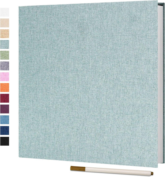 Vienrose Large Photo Album Self Adhesive for 4x6 8x10 10x12 Pictures Scrapbook Album DIY Scrap Book 40 Sticky Pages with A Metallic Pen 13"x12.6"40 Pages Turquoise