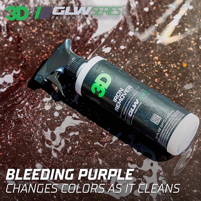 3D GLW Series Iron Remover – Fast Acting Fallout & Brake Dust Cleaner | pH Balanced Wheel & Paint Decontamination | DIY Detailing Spray | Made in USA |64 oz