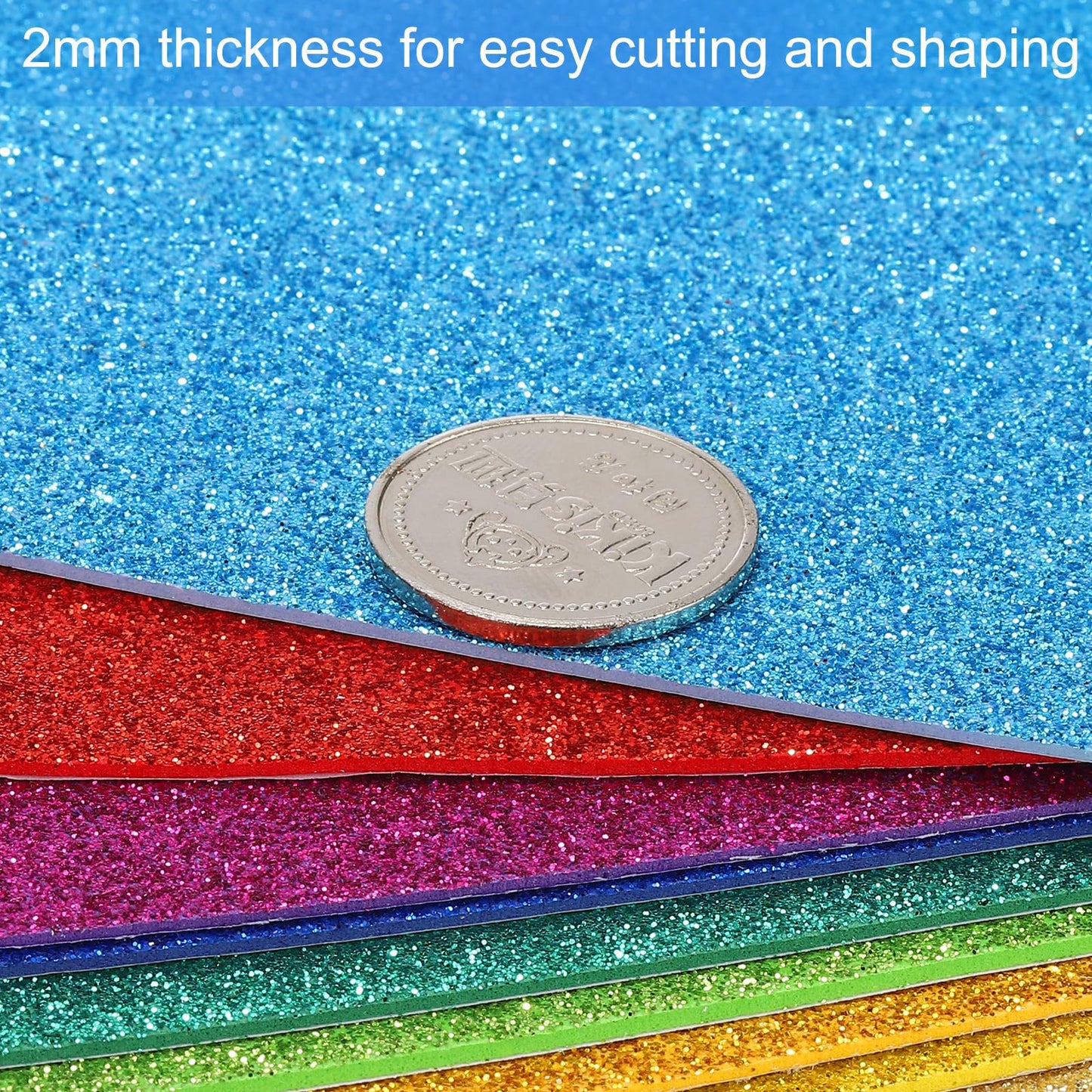 PATIKIL White Shiny EVA Glitter Foam Sheet 11 x 8 Inch 2mm Thick with Back Adhesive Sparkle EVA Glitter Felt for Crafts DIY Project, 20 Pcs