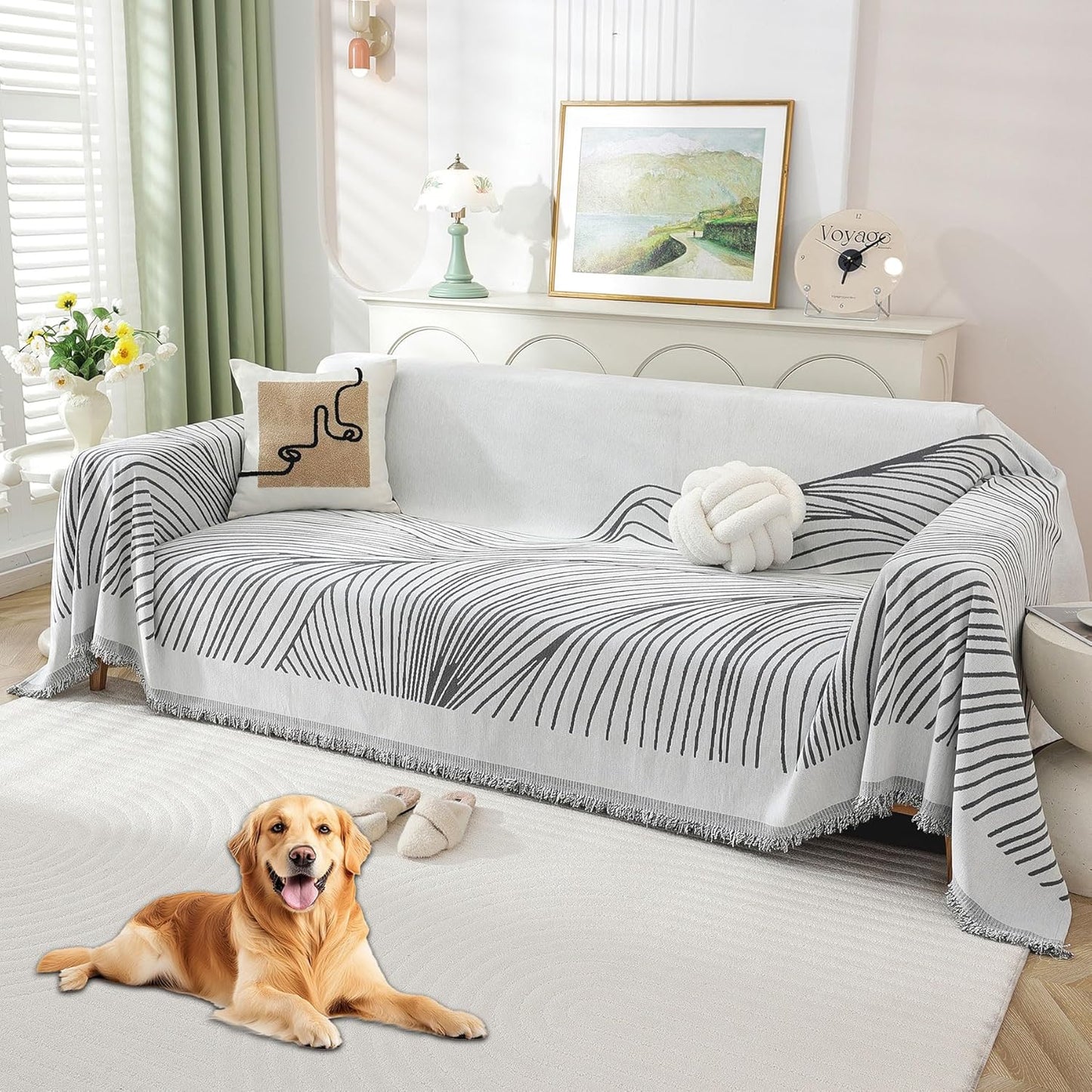 Non Slip Sofa Covers Couch Covers for 2 Cushion Couch Sofa Pet Friendly Washable Couch Covers for Sofa, Soft Thick Sectional Couch Covers L Shape Furniture Protector for Kids, Dogs 71" X102"