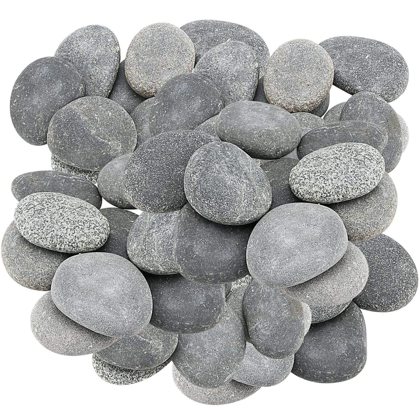 MUKLEI 60 PCS 2 Sizes River Rocks for Painting, 0.8-1.2 Inches, 2-3 Inches Flat Stones to Paint, Flat Rocks Smooth Painting Rocks Kindness Stones for DIY, Arts, Crafts, Family Time, Gray