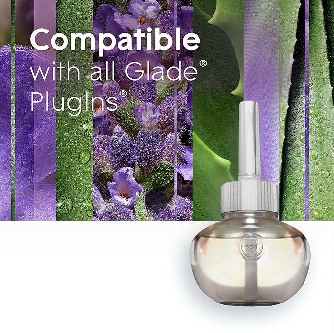 Glade PlugIns Refills Air Freshener, Tranquil Lavender & Aloe, Scented and Essential Oils for Home and Bathroom, 0.67 Fl Oz, 10 Count