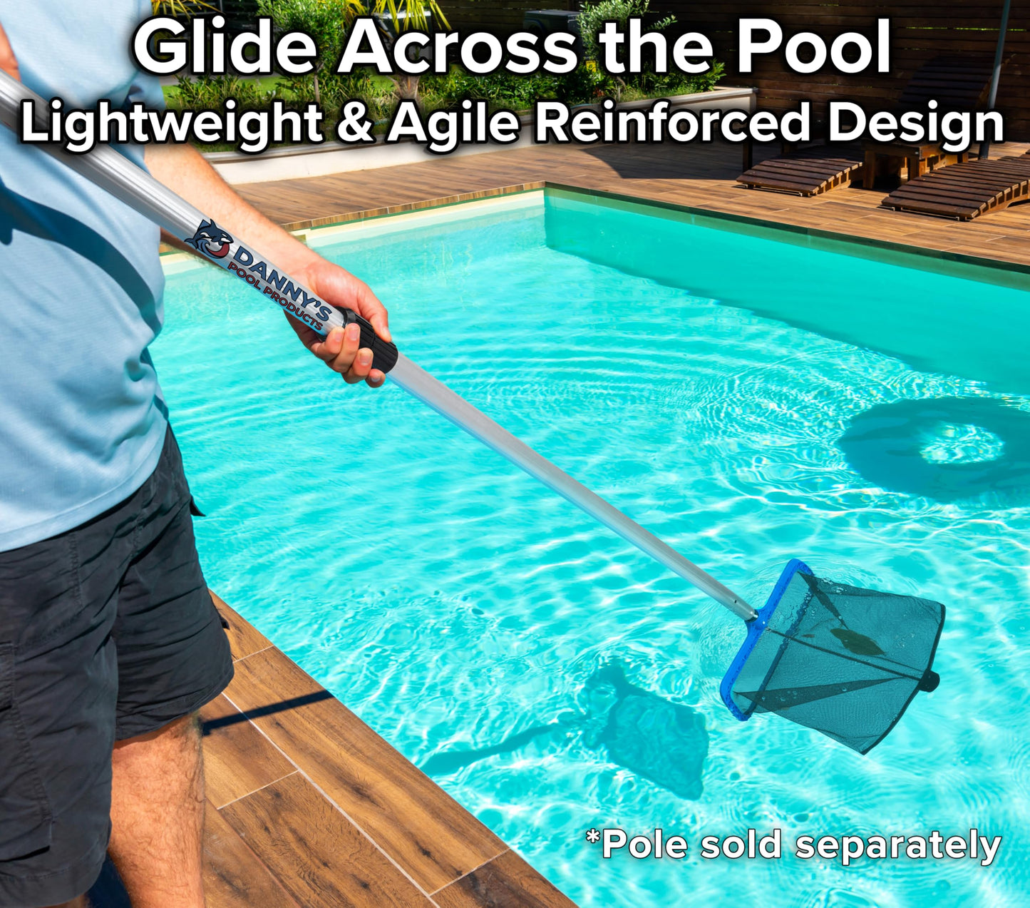 Pool Skimmer Net for Leaves - Leaf Rake for Pool Cleaning // Swimming Pool Leaf Net - Heavy Duty, Reinforced Frame, Large Capacity Pool Rake // The Ultimate Pool Rake for Inground & Above Ground Pools