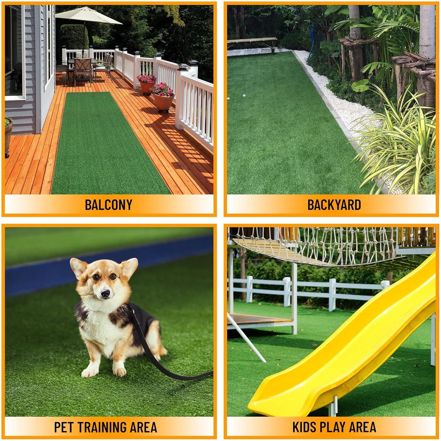 Ottomanson Artificial Grass Turf 2'7" x 53' Indoor Outdoor Faux Grass Rug with Drainage Holes, Customizable with Extra Long Size Options, Perfect for Patio Lawn Balcony Weddings Photoshoot Backdrop