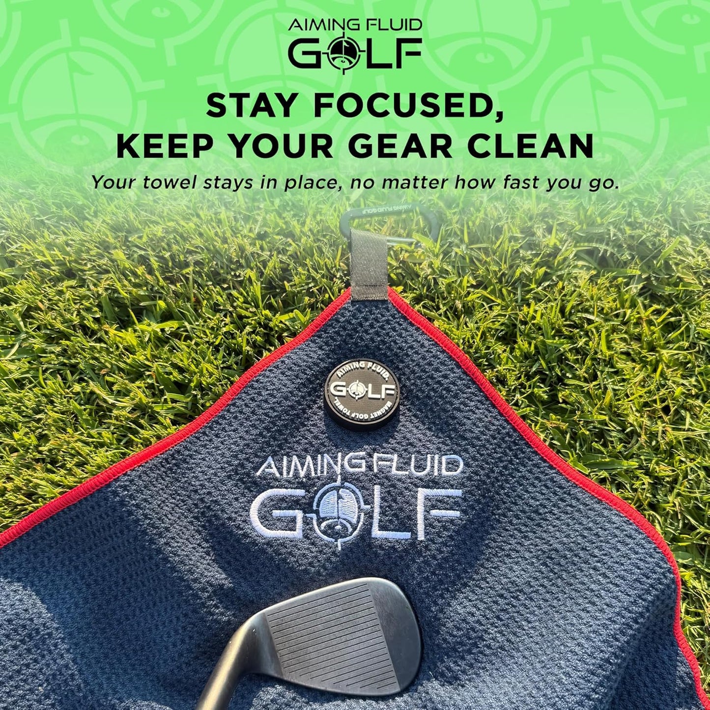 Multi-Function Magnetic Golf Towel I Wash Pocket I Magna-Anchor Technology I Waffle Pattern I Scrub Pad I (16" x 24" Blue Magnet) (Augusta, 16" x 24" Stubby)