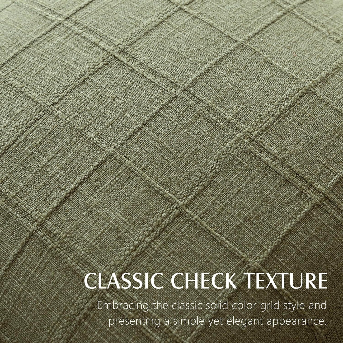 Foindtower Set of 2 Decorative Linen Check Throw Pillow Covers Neutral Long Body Lumbar Cushion Covers Farmhouse Vintage Boho Home Decor for Sofa Chair Couch Bedroom Living Room,14×36 Inch,Sage Green